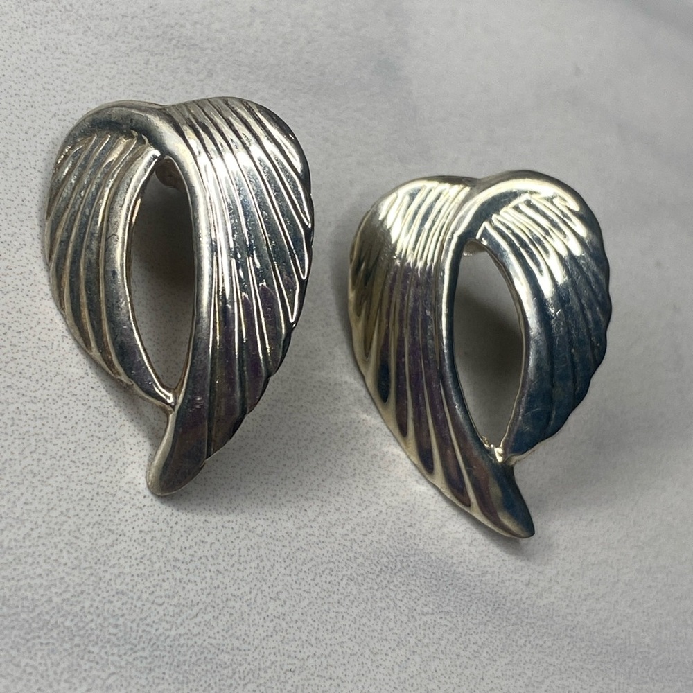 Angel wing sterling silver vintage earrings 925‎